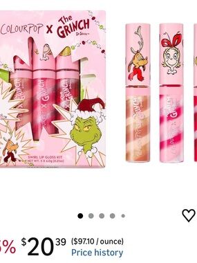 ColourPop The Grinch Swirl Lip Gloss Trio - Pink, Rose, Gold